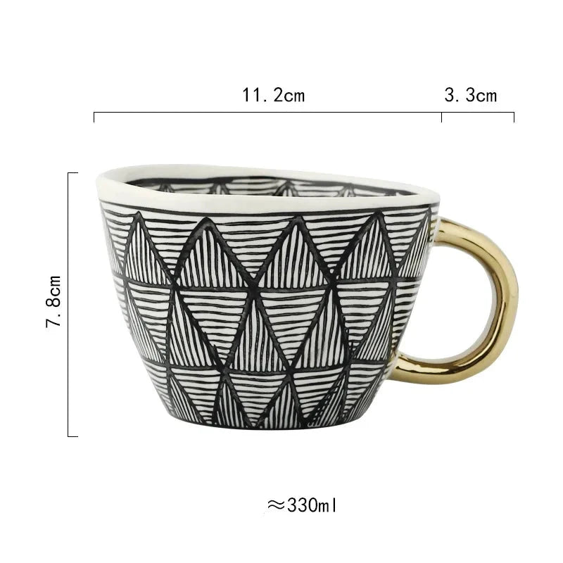 Caneca Geometric Pintada a Mão - 330ml