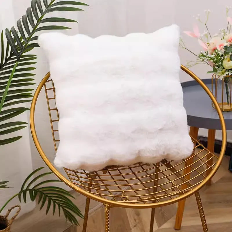Coelho cabelo bolha travesseiro de pelúcia sofá quarto cabeceira quadrado travesseiro escritório cintura encosto com travesseiro núcleo fronha almofada