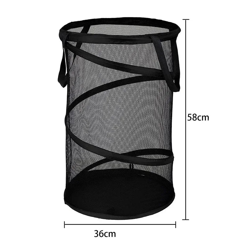 Cesta Dobrável de Malha para Roupas com Alças Reforçadas