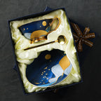 Conjunto Chá Inglês Premium: Xícara 220ml Dourada com Colher e Pires Luxuosos