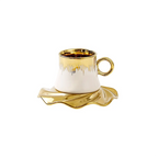 Conjunto Caneca de Cerâmica com Borda Dourada