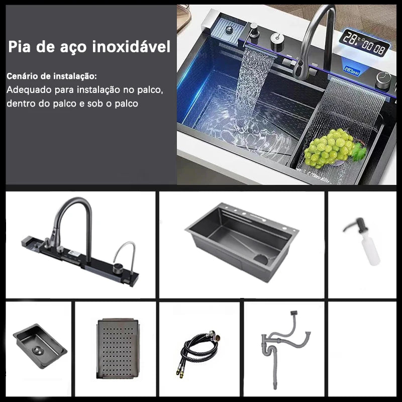 Pia Inteligente para Cozinha Cuba + Display Led
