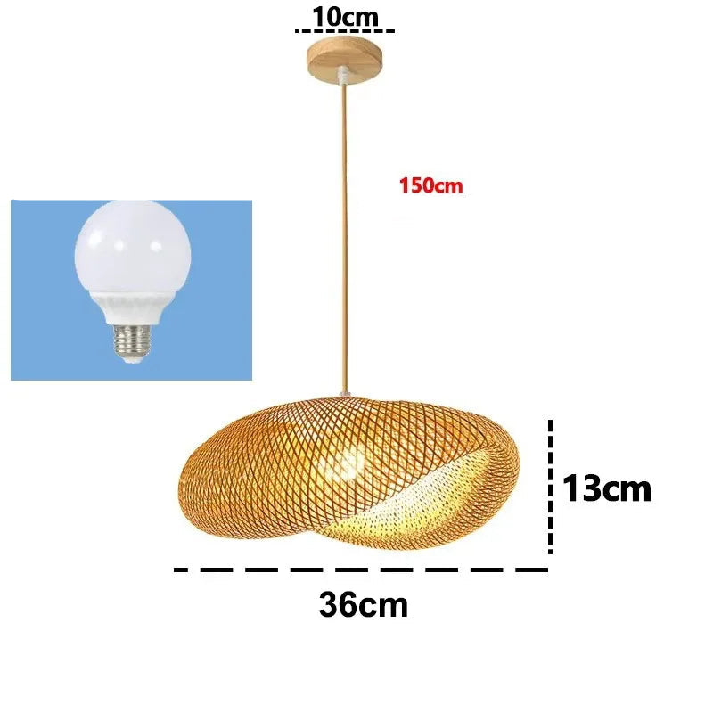 Lustre de bambu estilo chinês MoModern, lâmpada Rattan, lâmpadas tecidas à mão, lustre criativo chapéu de palha, lâmpada de bambu tecida para sala de chá