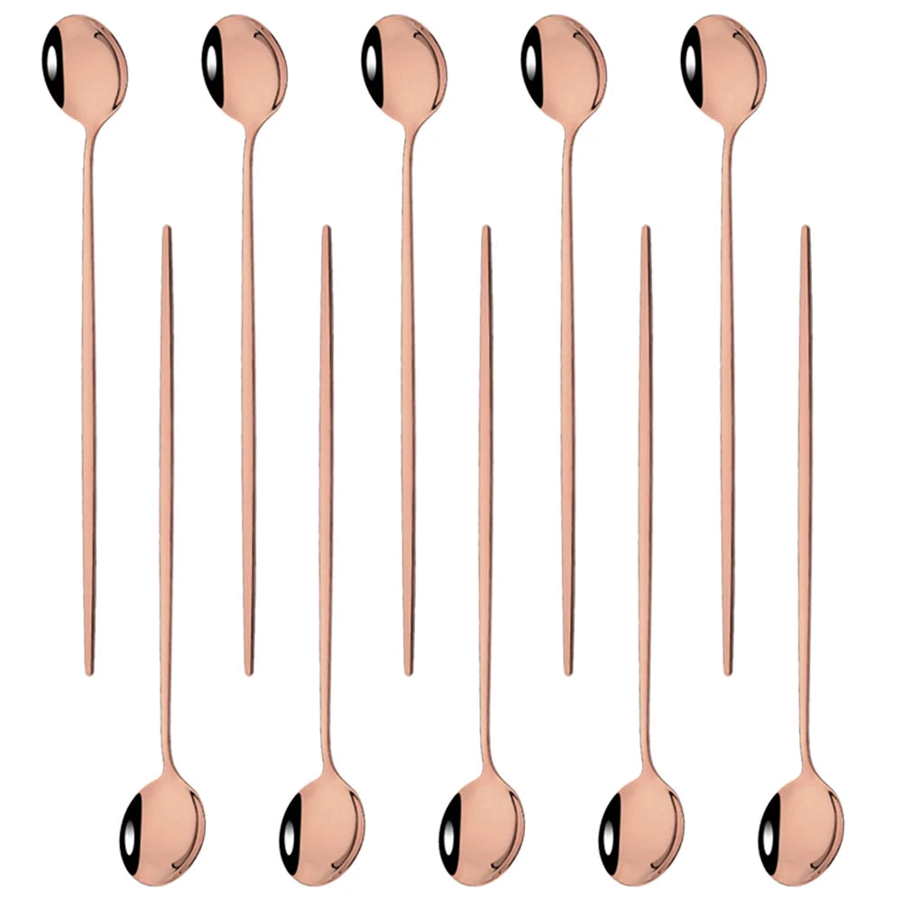 Kit Colheres de Aço Inox com Cabo Longo - 10pcs