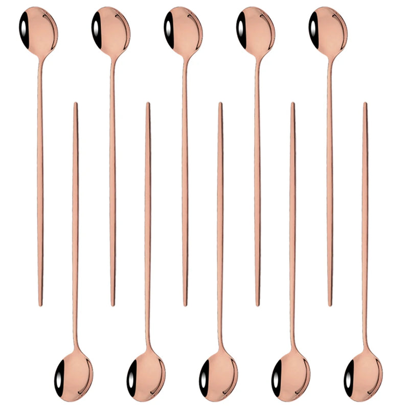 Kit Colheres de Aço Inox com Cabo Longo - 10pcs
