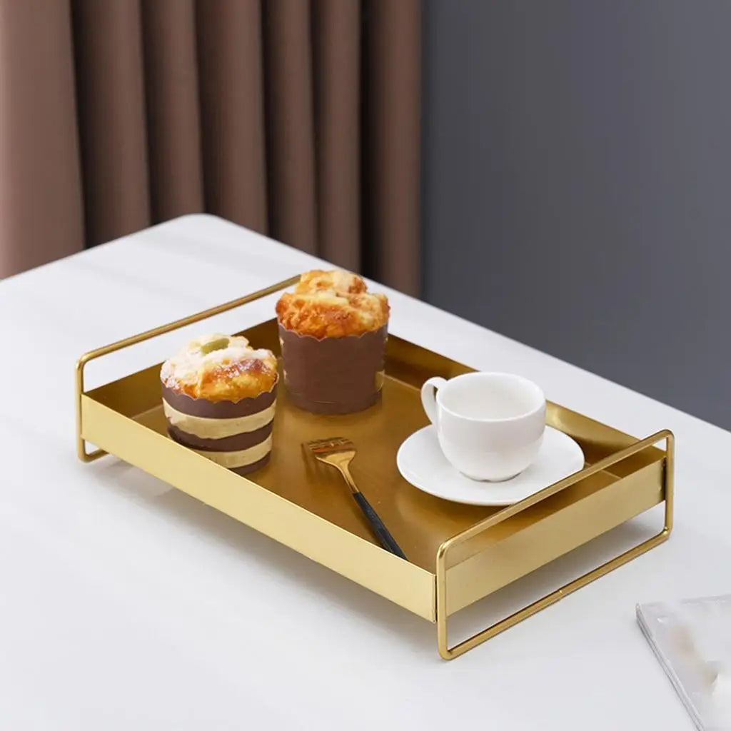 Bandeja Dourada Luxuosa com Alças