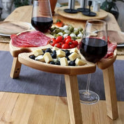 Mesa Dobrável de Madeira com Suporte para Taças