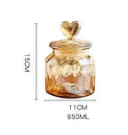 Garrafa De Armazenamento De Vidro Com Tampa, Recipiente Transparente Em Forma De Coração, Frasco De Armazenamento De Feijão De Café, Recipiente De Cozinha, Grande Capacidade, Âmbar