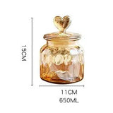Pote de Vidro Âmbar com Tampa em Coração