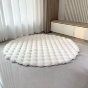 Coelho cabelo bolha veludo tapete redondo macio macio pelúcia imitação de pele crianças quarto almofada mesa café pé tapete decoração casa