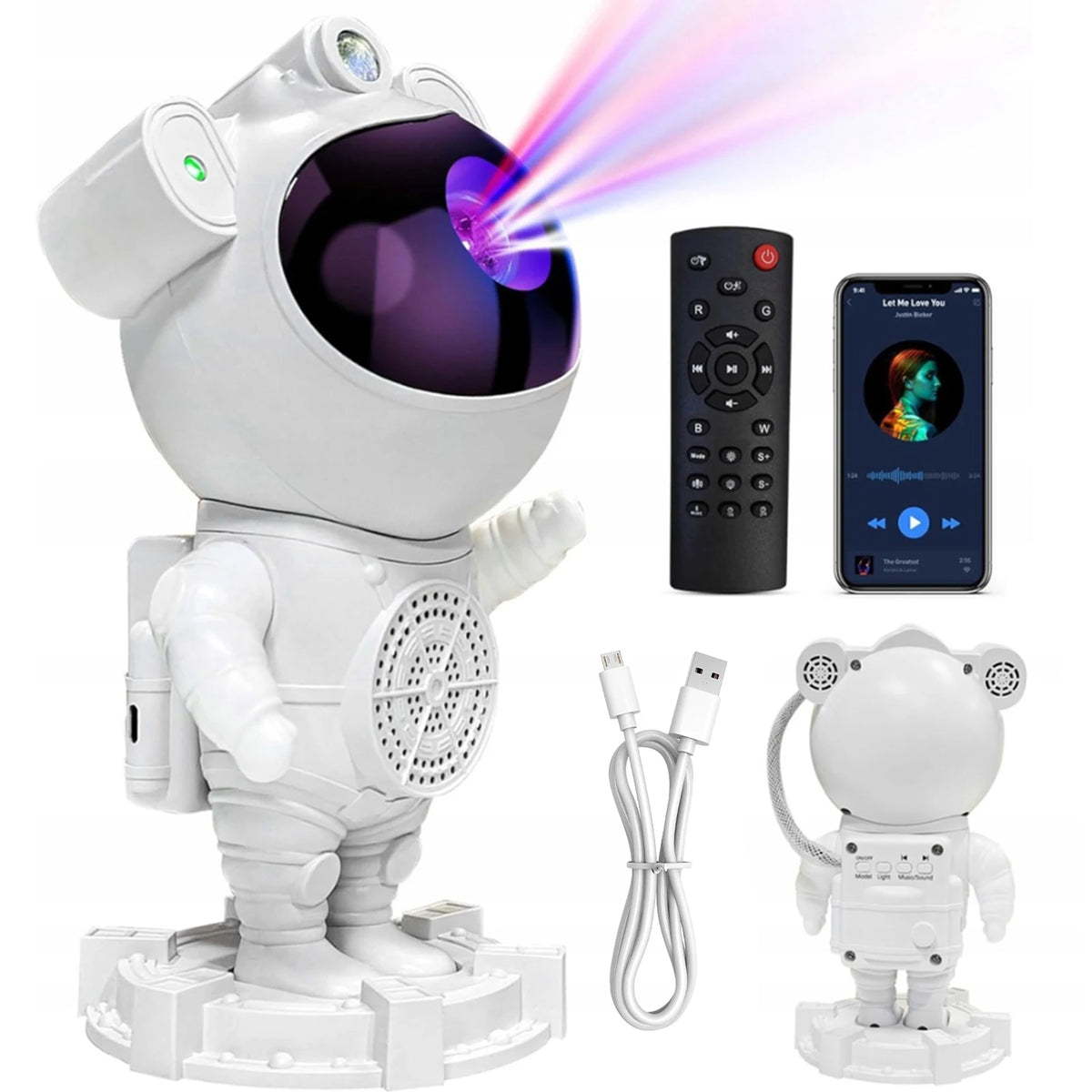 Luminária Projetor Astronauta Galáxia LED com Bluetooth e Controle Remoto