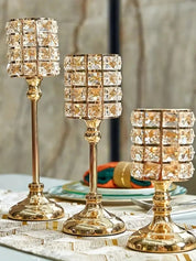 Castiçal Gold em Cristal