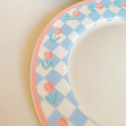 Prato Cerâmico Tulipa Azul e Branco