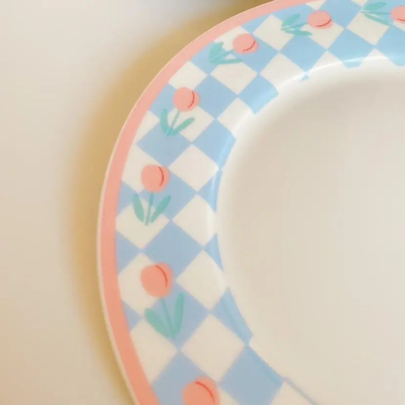 Prato Cerâmico Tulipa Azul e Branco