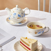 Tea For One Pintado a Mão em Porcelana Kit 4 Peças