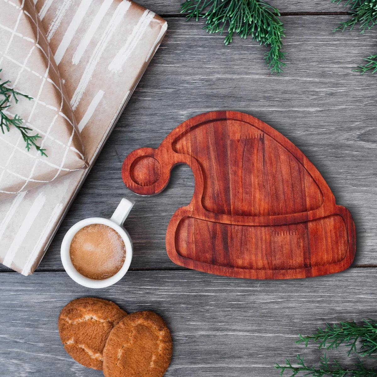 Bandeja Decorativa Natalina de Madeira