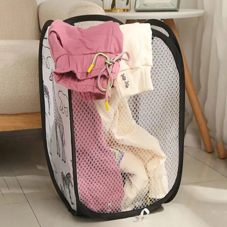 Cesta Organizadora de Roupas Sujas com Estampa Divertida de Bichinhos