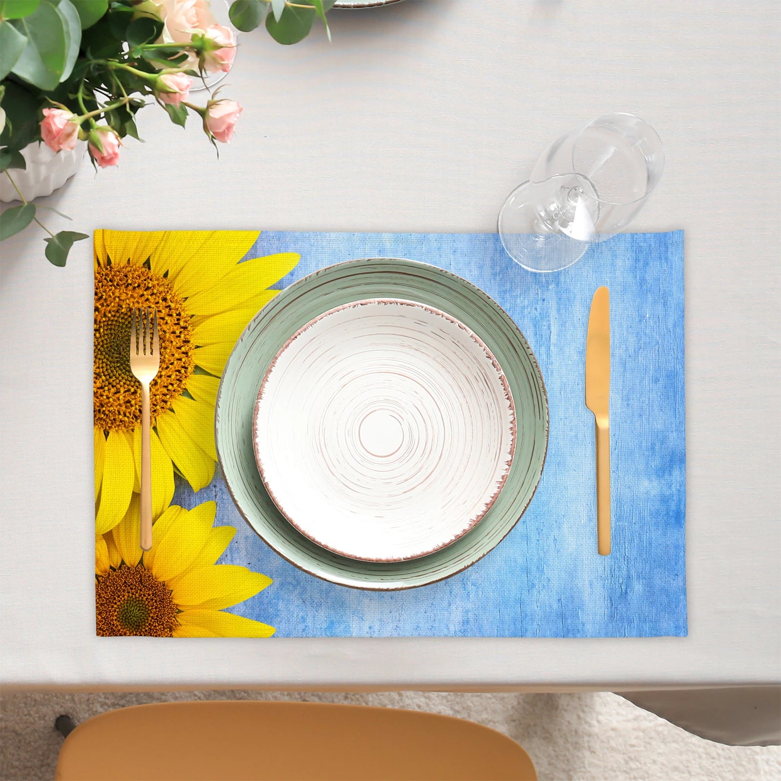 Conjunto 4 Descansos para Prato Girassóis