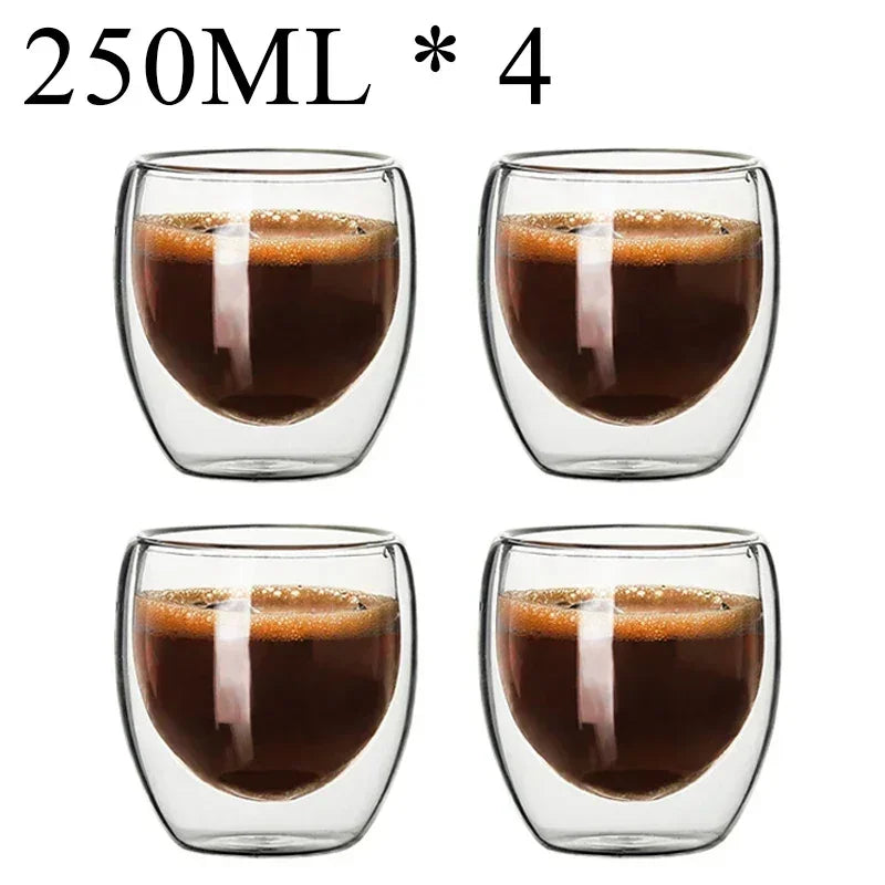 Conjunto Copos de Vidro Parede Dupla 2 e 4 Pcs