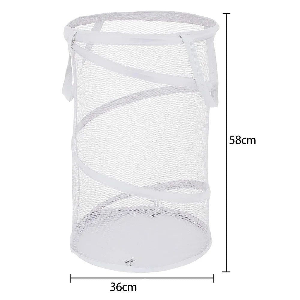 Cesta Dobrável de Malha para Roupas com Alças Reforçadas