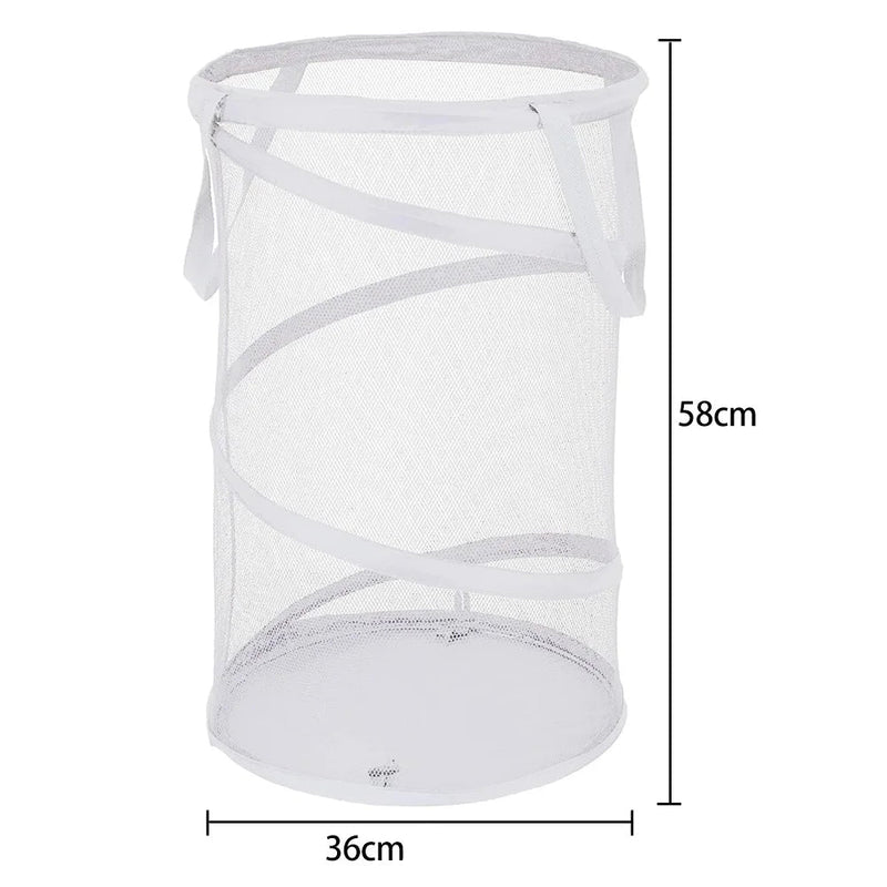 Cesta Dobrável de Malha para Roupas com Alças Reforçadas