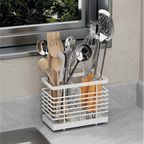 Aço inoxidável cozinha retangular pendurado utensílio rack de secagem casa pauzinhos colheres escorredor cesta talheres armazenamento segurar novo