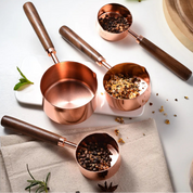 Conjunto de Colheres Medidoras em Aço Inox e Madeira