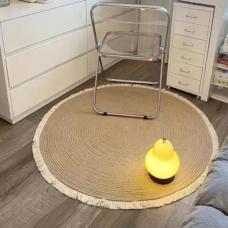 Tapete estilo retro tecido juta redonda tapete patchwork sisal tapetes para sala de estar, quarto, hotel, jardim, mesa de café, decoração de casa