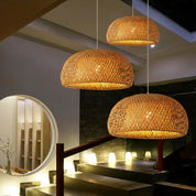 Luminária Pendente de Bambu Artesanal Trançada