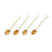 Conjunto de garfo de colher pequena de aço inoxidável, acrílico banhado a ouro, colheres geométricas, INS, café, agitação para chá, doméstico, 4pcs