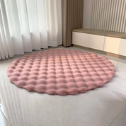 Coelho cabelo bolha veludo tapete redondo macio macio pelúcia imitação de pele crianças quarto almofada mesa café pé tapete decoração casa