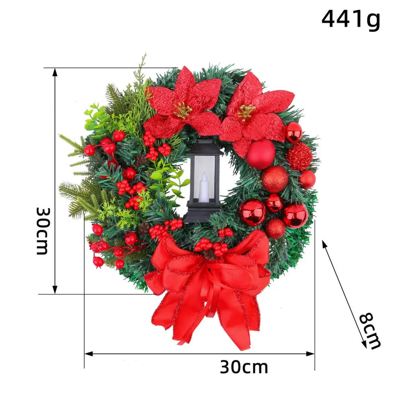 2025 guirlanda de natal jesus cristo com luz vermelha/dourada guirlanda porta feliz natal ornamento navidad ao ar livre decoração de festa de ano novo