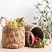 Cesta Artesanal de Algodão com Alça de Couro