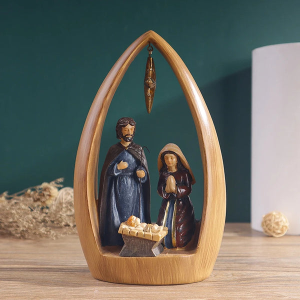 Escultura de presépio, decoração de casa para quartos, salas de estar, estudos e entradas, arte religiosa colecionável