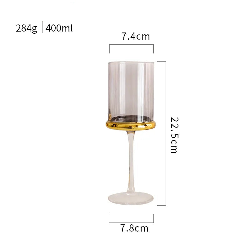 Vidro de vinho tinto dourado nórdico, vidro de cristal, champanhe, suco doméstico, copo de vinho, modelo de sala, bar, utensílios de bar