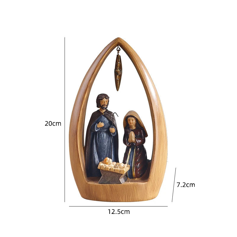 Escultura de presépio, decoração de casa para quartos, salas de estar, estudos e entradas, arte religiosa colecionável