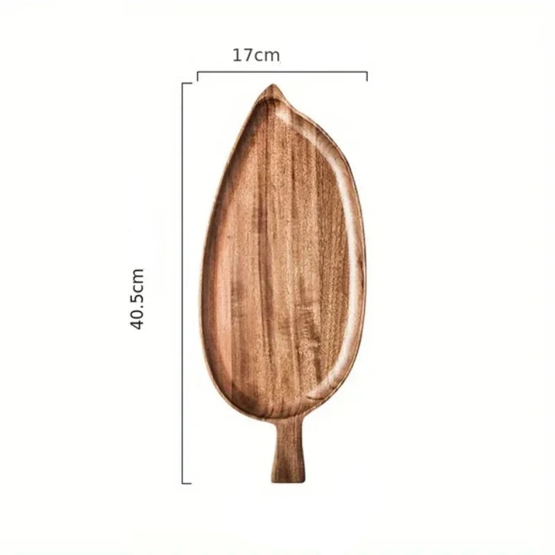 Bandeja de Madeira em Forma de Folha - Elegância Natural