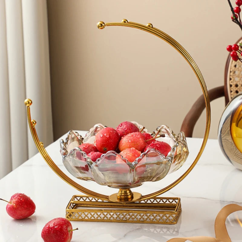 Centro de Mesa Luxuoso em Vidro e Metal Dourado