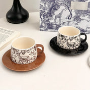 Xícara e Pires Arte Natureza em Porcelana - 300ml