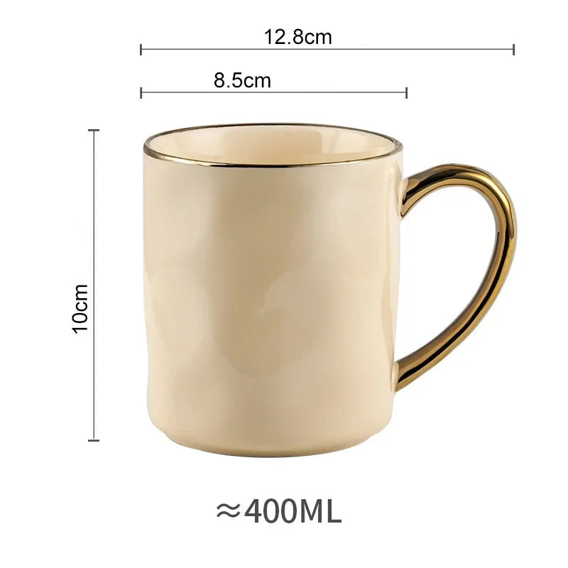 400ml estilo nórdico ouro borda caneca cerâmica xícaras de café luz luxo xícara de chá da tarde café da manhã aveia leite copo casal copo de água