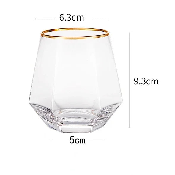 Copo Hexagonal de Vidro Colorido 320ml para Bebidas Nobres