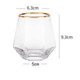 Copo Hexagonal de Vidro Colorido 320ml para Bebidas Nobres