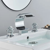 Torneira De Bacia De Banheiro De Cristal Misturador De Água Quente E Fria Torneira De Guindaste, Tapware Generalizada, 3 Buracos, Tipo C