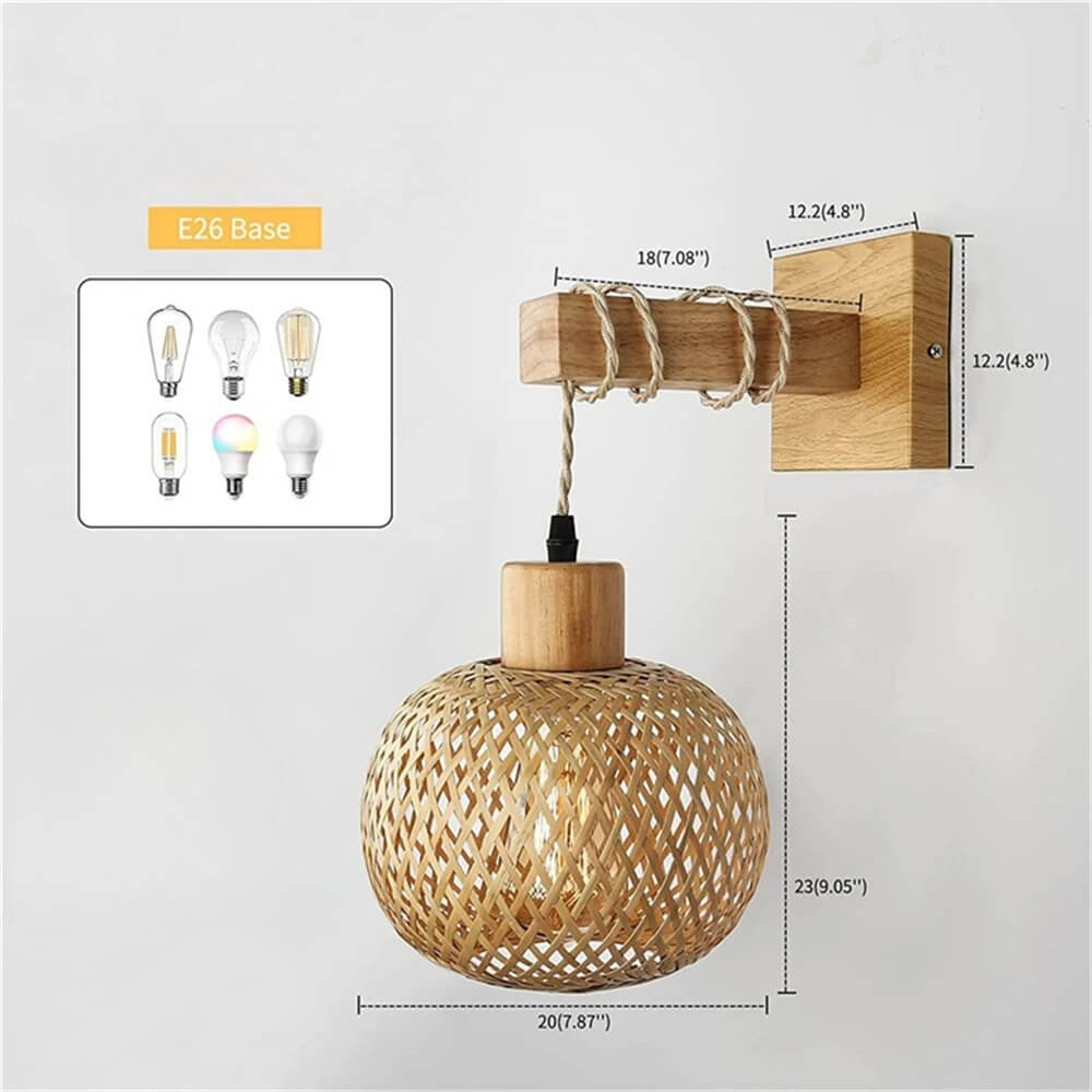 Luminária de Parede Vintage em Rattan