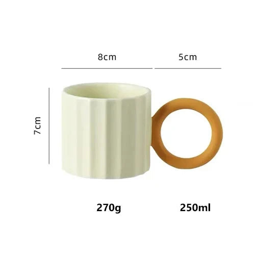 Caneca cerâmica nórdica com alça redonda, copo de casal criativo, cofre para microondas, café, chá, leite, água, presente de aniversário, 1pc