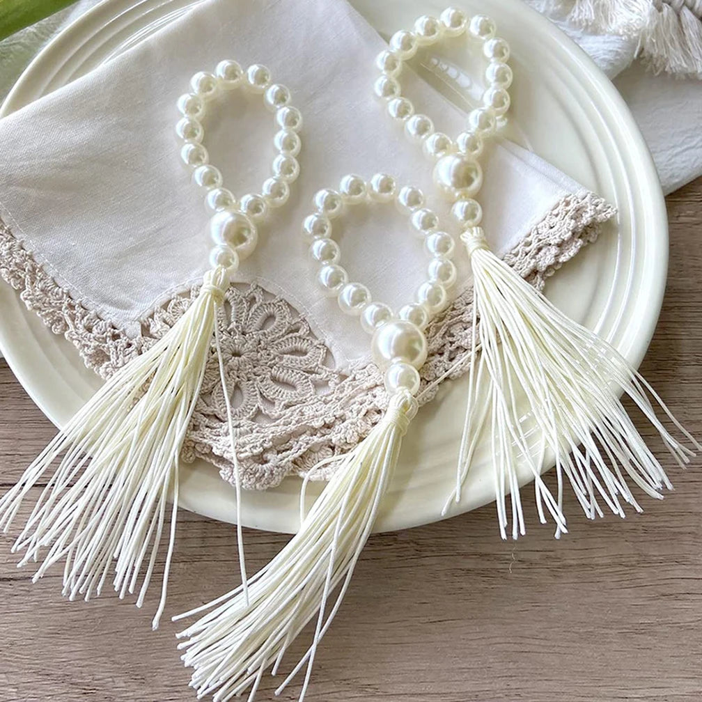 Kit Anéis de Guardanapo Pérola Artesanal 12 Pcs