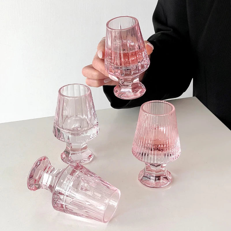 Taças de Cristal Rosa Estilo Francês - Individual ou 2pcs
