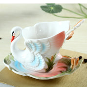 Conjunto Caneca Cisne em Porcelana Esmaltada - 3pcs