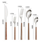 Faqueiro Luxo em Aço Inoxidável Dourado e Prata com Cabo de Madeira 5 ou 10Pcs