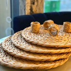 Jogo Americano 4 Descansos de Prato + 4 Anéis de Guardanapo Artesanais